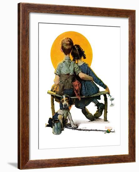 "Little Spooners" or "Sunset", April 24,1926-Norman Rockwell-Framed Giclee Print