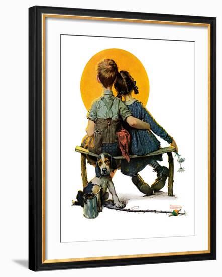 "Little Spooners" or "Sunset", April 24,1926-Norman Rockwell-Framed Giclee Print