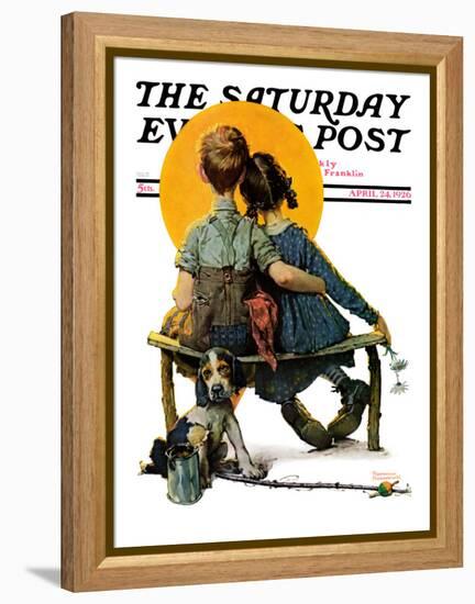 "Little Spooners" or "Sunset" Saturday Evening Post Cover, April 24,1926-Norman Rockwell-Framed Premier Image Canvas