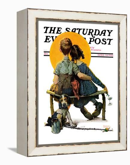 "Little Spooners" or "Sunset" Saturday Evening Post Cover, April 24,1926-Norman Rockwell-Framed Premier Image Canvas