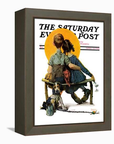 "Little Spooners" or "Sunset" Saturday Evening Post Cover, April 24,1926-Norman Rockwell-Framed Premier Image Canvas