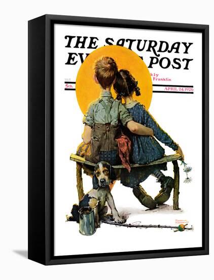 "Little Spooners" or "Sunset" Saturday Evening Post Cover, April 24,1926-Norman Rockwell-Framed Premier Image Canvas