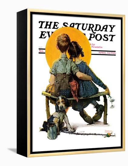 "Little Spooners" or "Sunset" Saturday Evening Post Cover, April 24,1926-Norman Rockwell-Framed Premier Image Canvas