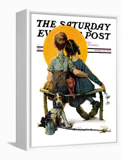 "Little Spooners" or "Sunset" Saturday Evening Post Cover, April 24,1926-Norman Rockwell-Framed Premier Image Canvas