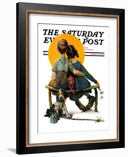 "Little Spooners" or "Sunset" Saturday Evening Post Cover, April 24,1926-Norman Rockwell-Framed Premium Giclee Print