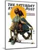 "Little Spooners" or "Sunset" Saturday Evening Post Cover, April 24,1926-Norman Rockwell-Mounted Premium Giclee Print