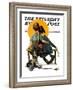 "Little Spooners" or "Sunset" Saturday Evening Post Cover, April 24,1926-Norman Rockwell-Framed Giclee Print