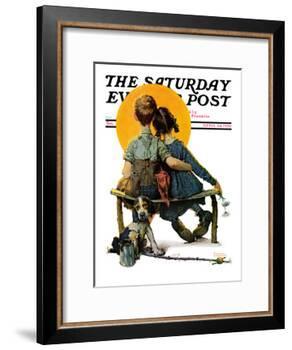 "Little Spooners" or "Sunset" Saturday Evening Post Cover, April 24,1926-Norman Rockwell-Framed Giclee Print