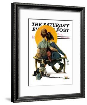 "Little Spooners" or "Sunset" Saturday Evening Post Cover, April 24,1926-Norman Rockwell-Framed Giclee Print