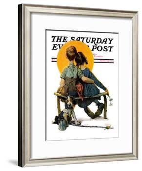 "Little Spooners" or "Sunset" Saturday Evening Post Cover, April 24,1926-Norman Rockwell-Framed Giclee Print