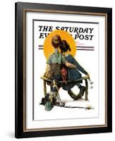 "Little Spooners" or "Sunset" Saturday Evening Post Cover, April 24,1926-Norman Rockwell-Framed Giclee Print