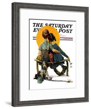 "Little Spooners" or "Sunset" Saturday Evening Post Cover, April 24,1926-Norman Rockwell-Framed Giclee Print