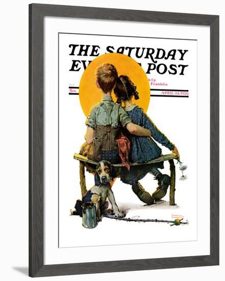 "Little Spooners" or "Sunset" Saturday Evening Post Cover, April 24,1926-Norman Rockwell-Framed Giclee Print