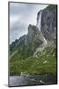 Little Tourist Boat under the Pissing Mare Falls in the Western Brook Pond-Michael Runkel-Mounted Photographic Print