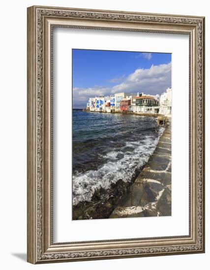 Little Venice promenade, Mykonos Town (Chora), Mykonos, Cyclades, Greek Islands, Greece, Europe-Eleanor Scriven-Framed Photographic Print