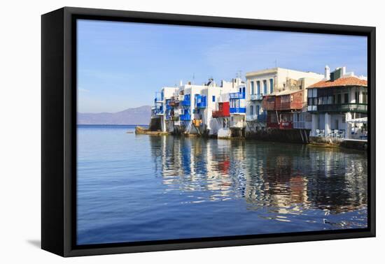 Little Venice Reflections, Mykonos Town (Chora), Mykonos, Cyclades, Greek Islands, Greece, Europe-Eleanor Scriven-Framed Premier Image Canvas