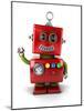 Little Vintage Toy Robot Waving Hello over White Background-badboo-Mounted Art Print