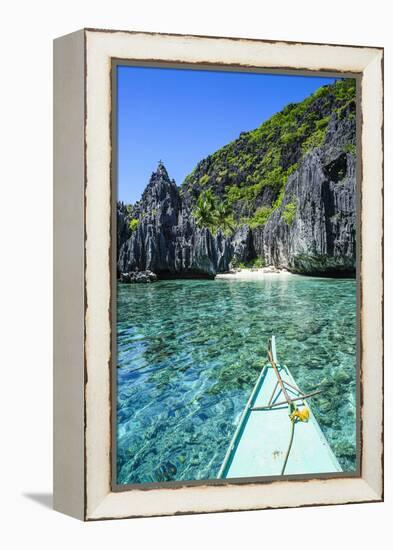 Little White Beach and Crystal Clear Water in the Bacuit Archipelago, Palawan, Philippines-Michael Runkel-Framed Premier Image Canvas