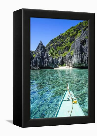 Little White Beach and Crystal Clear Water in the Bacuit Archipelago, Palawan, Philippines-Michael Runkel-Framed Premier Image Canvas