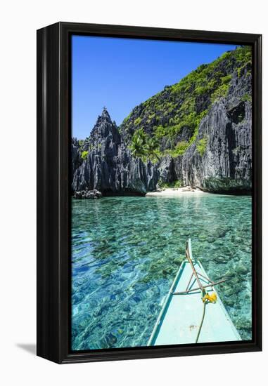 Little White Beach and Crystal Clear Water in the Bacuit Archipelago, Palawan, Philippines-Michael Runkel-Framed Premier Image Canvas