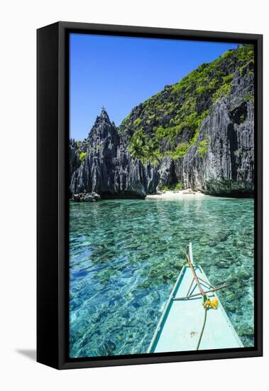 Little White Beach and Crystal Clear Water in the Bacuit Archipelago, Palawan, Philippines-Michael Runkel-Framed Premier Image Canvas