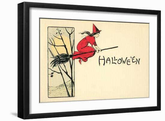 Little Witch in Red-null-Framed Art Print