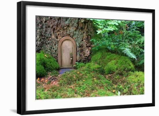 Little Wooden Fairy Tale Door In A Tree Trunk-Hannamariah-Framed Premium Giclee Print