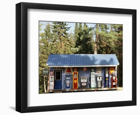 Littleton Historic Gas Station, New Hampshire, USA-Walter Bibikow-Framed Photographic Print