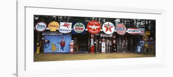 Littleton Historic Gas Tanks and Signs, New Hampshire, USA-Walter Bibikow-Framed Photographic Print