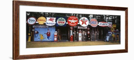 Littleton Historic Gas Tanks and Signs, New Hampshire, USA-Walter Bibikow-Framed Photographic Print