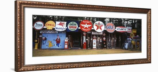 Littleton Historic Gas Tanks and Signs, New Hampshire, USA-Walter Bibikow-Framed Photographic Print