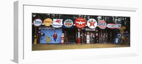 Littleton Historic Gas Tanks and Signs, New Hampshire, USA-Walter Bibikow-Framed Photographic Print