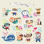 Cute Cartoon Animals Alphabet from A to M-littleWhale-Stretched Canvas