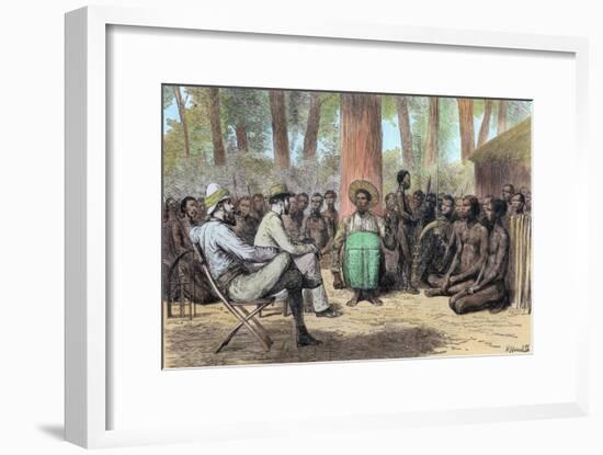 Liutenant Verney Lovett Cameron's reception by Katende, 19th century-Unknown-Framed Giclee Print