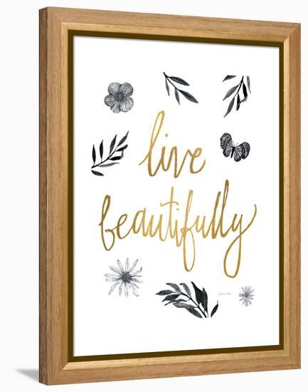 Live Beautifully BW-Sara Zieve Miller-Framed Stretched Canvas