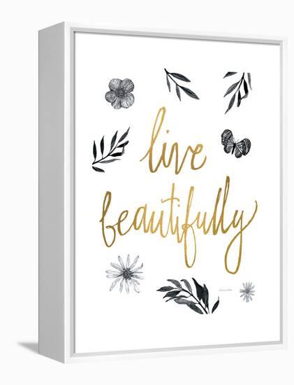 Live Beautifully BW-Sara Zieve Miller-Framed Stretched Canvas