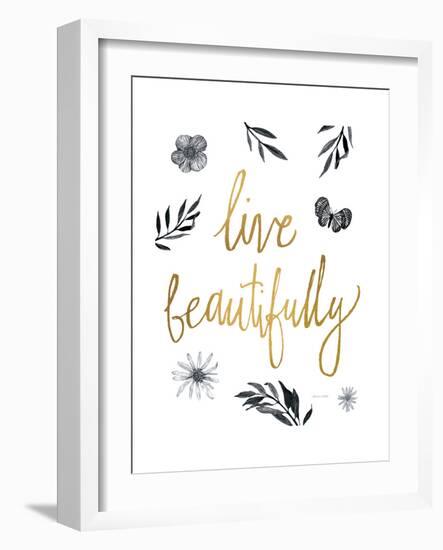 Live Beautifully BW-Sara Zieve Miller-Framed Premium Giclee Print