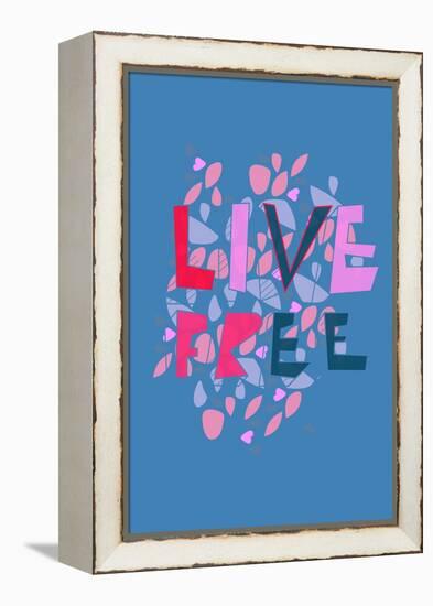Live Free (blue) by Annimo-null-Framed Stretched Canvas