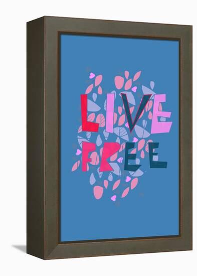 Live Free (blue) by Annimo-null-Framed Stretched Canvas