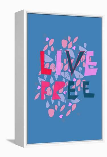 Live Free (blue) by Annimo-null-Framed Stretched Canvas