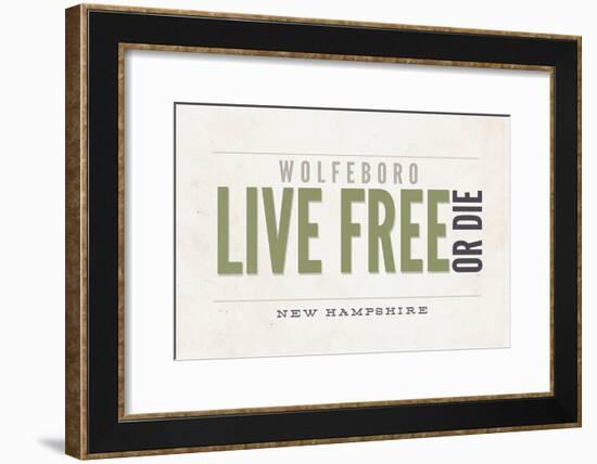 Live Free or Die - Wolfeboro, New Hampshire (Tan)-Lantern Press-Framed Art Print