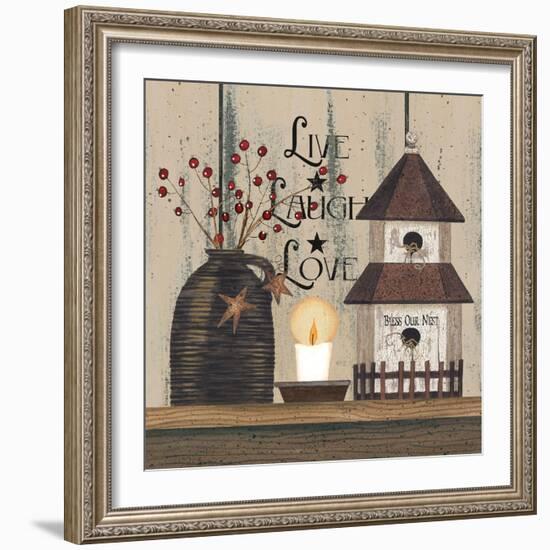 Live Laugh Love Birdhouse-Linda Spivey-Framed Art Print