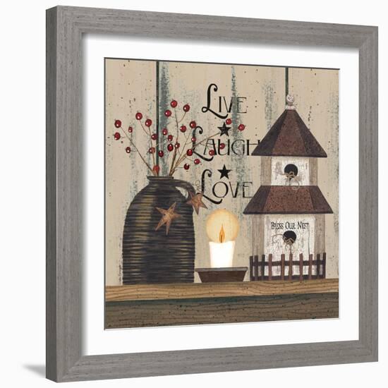 Live Laugh Love Birdhouse-Linda Spivey-Framed Art Print