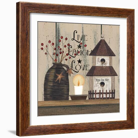 Live Laugh Love Birdhouse-Linda Spivey-Framed Art Print