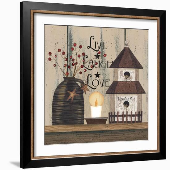 Live Laugh Love Birdhouse-Linda Spivey-Framed Art Print