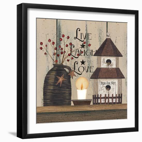 Live Laugh Love Birdhouse-Linda Spivey-Framed Art Print