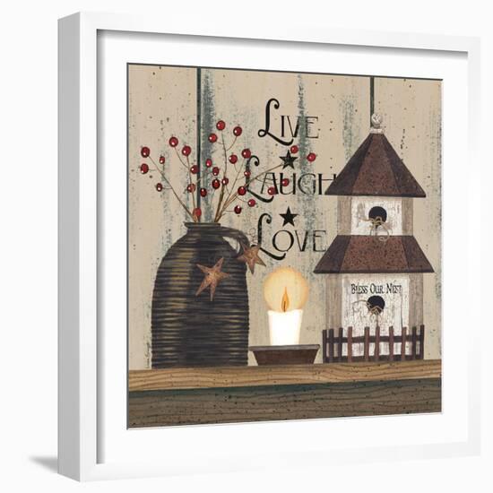 Live Laugh Love Birdhouse-Linda Spivey-Framed Art Print