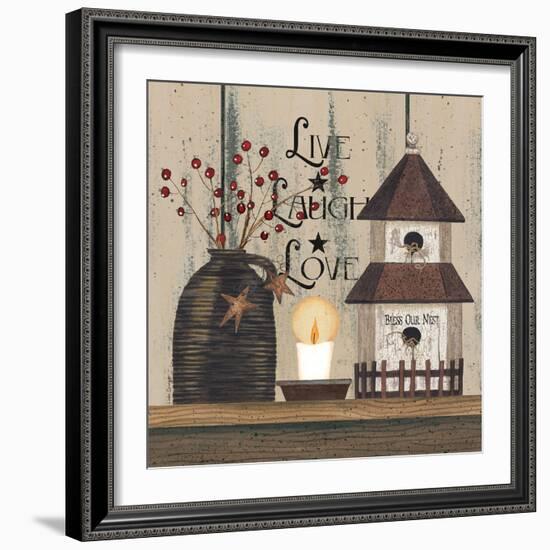 Live Laugh Love Birdhouse-Linda Spivey-Framed Art Print