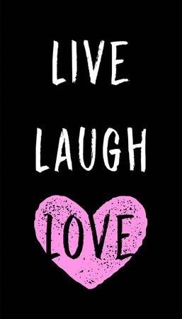 Live Laugh Love Black With Pink Heart Art Print Color Me Happy Art Com