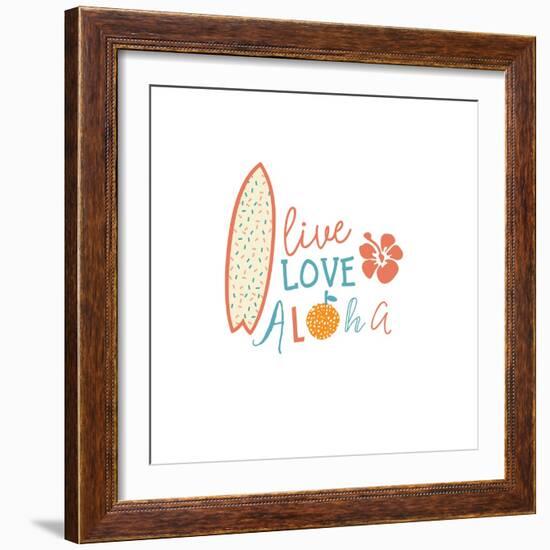 Live, Love, Aloha - Summer Emblem-Tasiania-Framed Art Print